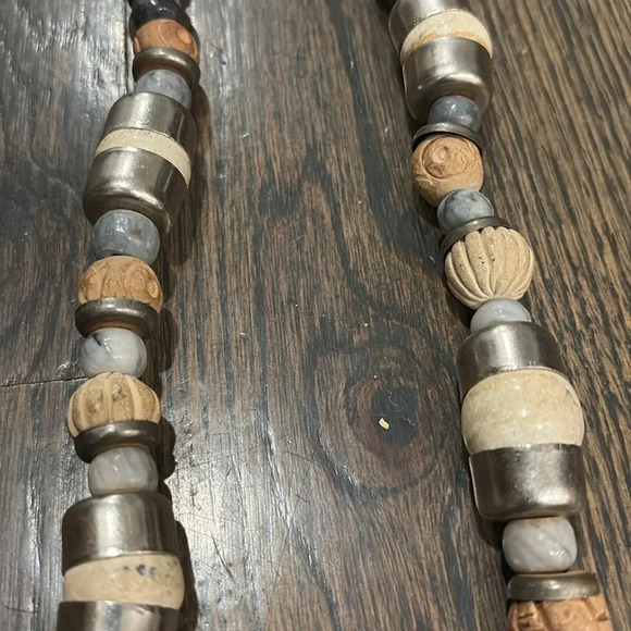 Unique Heavily Beaded, Wood & Metal Necklace - Picture 7 of 12